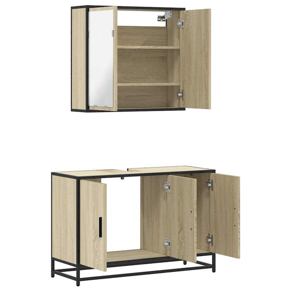 Badezimmermöbel-Set Sigmond (2-teilig, Sonoma-Eiche, Holz)