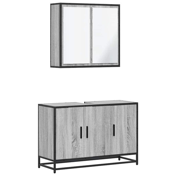 Grauer Badmöbel-Set Sigmond (2-teilig, Sonoma Eiche)