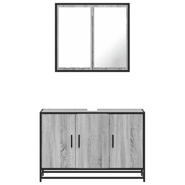 Grauer Badmöbel-Set Sigmond (2-teilig, Sonoma Eiche)