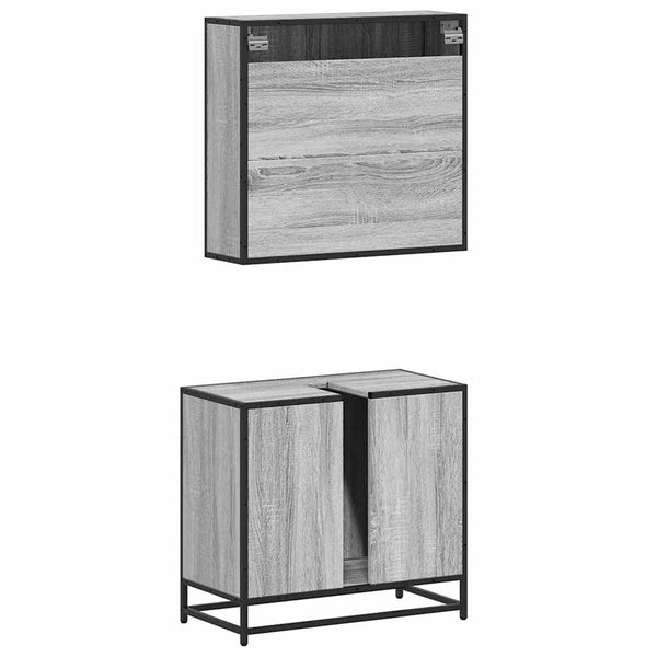 Grauer Badmöbel-Set Sigmond (2-teilig, Sonoma Eiche)
