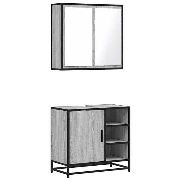 Graues Badmöbel-Set Leopatra (2-teilig, Sonoma Holz)