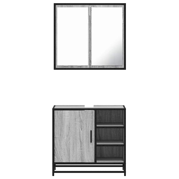 Graues Badmöbel-Set Leopatra (2-teilig, Sonoma Holz)