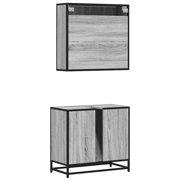 Graues Badmöbel-Set Leopatra (2-teilig, Sonoma Holz)