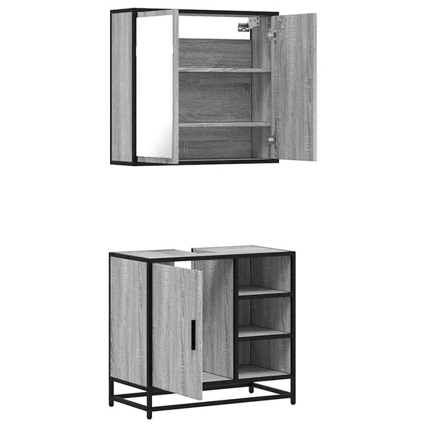 Graues Badmöbel-Set Leopatra (2-teilig, Sonoma Holz)