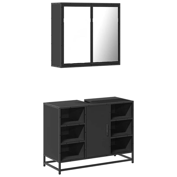 Schwarzes Badezimmermöbel-Set Izofina (2-teilig, Holz)