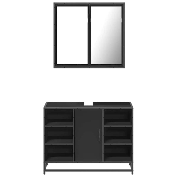 Schwarzes Badezimmermöbel-Set Izofina (2-teilig, Holz)