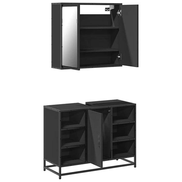 Schwarzes Badezimmermöbel-Set Izofina (2-teilig, Holz)