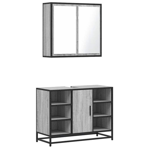 Graues Badmöbelset Izofina (2-teilig, Sonoma Holz)