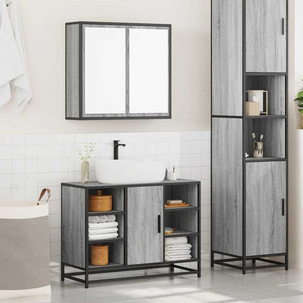 Graues Badmöbelset Izofina (2-teilig, Sonoma Holz)