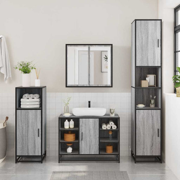 Graues Badmöbelset Izofina (2-teilig, Sonoma Holz)