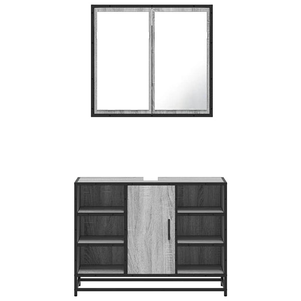 Graues Badmöbelset Izofina (2-teilig, Sonoma Holz)