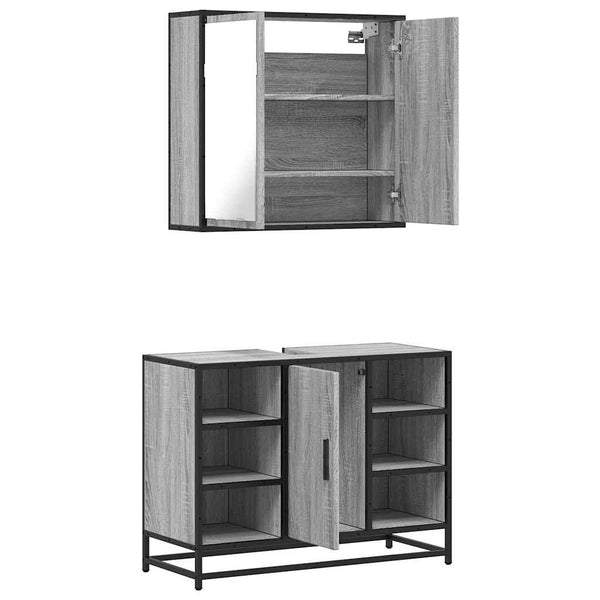 Graues Badmöbelset Izofina (2-teilig, Sonoma Holz)