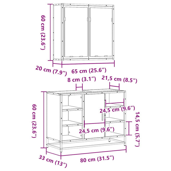 Graues Badmöbelset Izofina (2-teilig, Sonoma Holz)