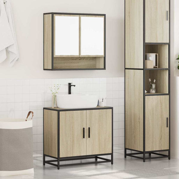 Badezimmermöbel-Set Ermia (2-teilig, Sonoma-Eiche, Holz)