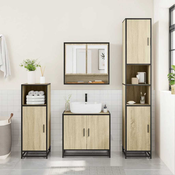 Badezimmermöbel-Set Ermia (2-teilig, Sonoma-Eiche, Holz)
