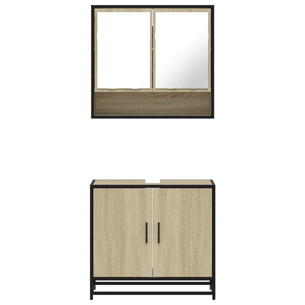 Badezimmermöbel-Set Ermia (2-teilig, Sonoma-Eiche, Holz)