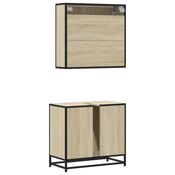 Badezimmermöbel-Set Ermia (2-teilig, Sonoma-Eiche, Holz)