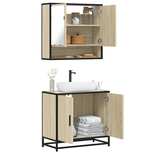Badezimmermöbel-Set Ermia (2-teilig, Sonoma-Eiche, Holz)