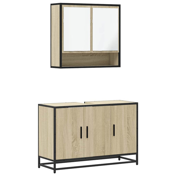 Badmöbel-Set Sarlcta (2-teilig, Sonoma-Eiche, Holz)