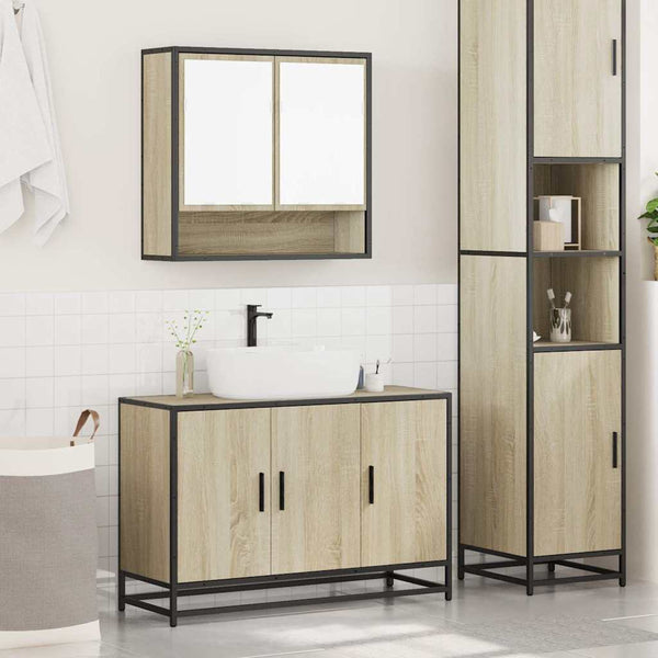 Badmöbel-Set Sarlcta (2-teilig, Sonoma-Eiche, Holz)