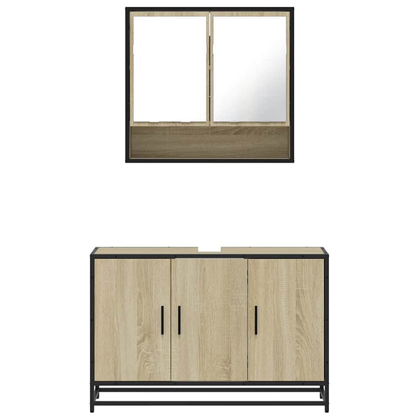 Badmöbel-Set Sarlcta (2-teilig, Sonoma-Eiche, Holz)
