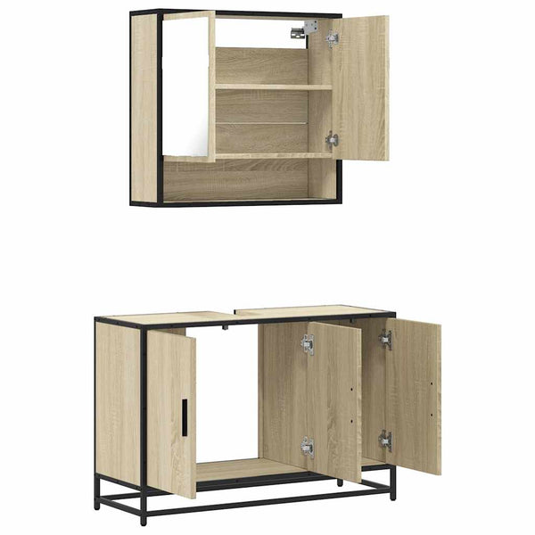 Badmöbel-Set Sarlcta (2-teilig, Sonoma-Eiche, Holz)