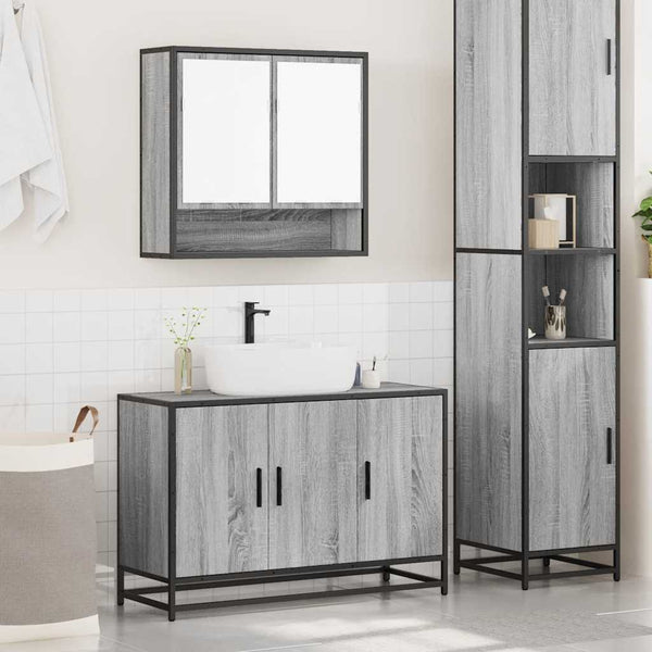 Graues Badmöbel-Set Sarlcta (2-teilig, Sonoma-Eiche)