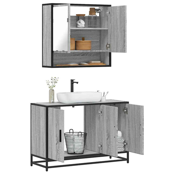 Graues Badmöbel-Set Sarlcta (2-teilig, Sonoma-Eiche)