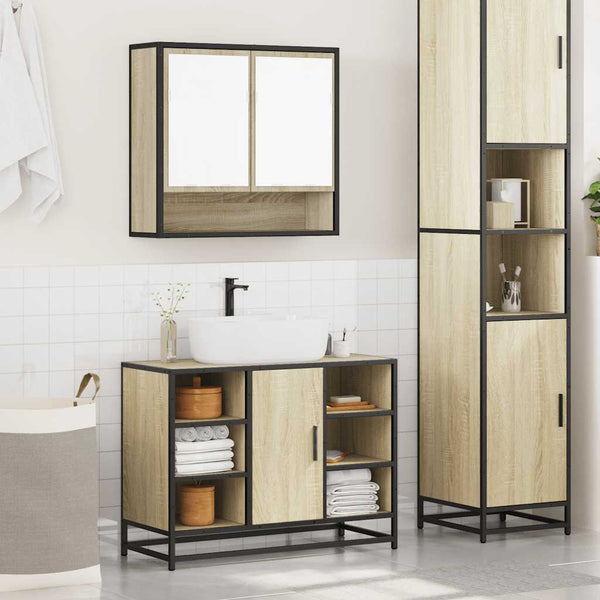 Badezimmermöbelset Emerig (2-teilig, Sonoma-Eiche, Holz)