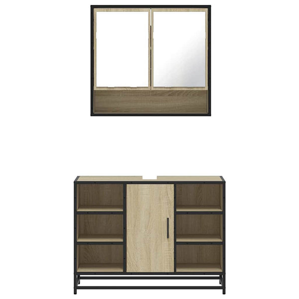 Badezimmermöbelset Emerig (2-teilig, Sonoma-Eiche, Holz)