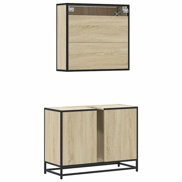 Badezimmermöbelset Emerig (2-teilig, Sonoma-Eiche, Holz)