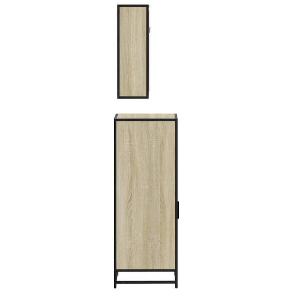 Badezimmermöbel-Set Ninelus (3-teilig, Sonoma-Eiche, Holz)