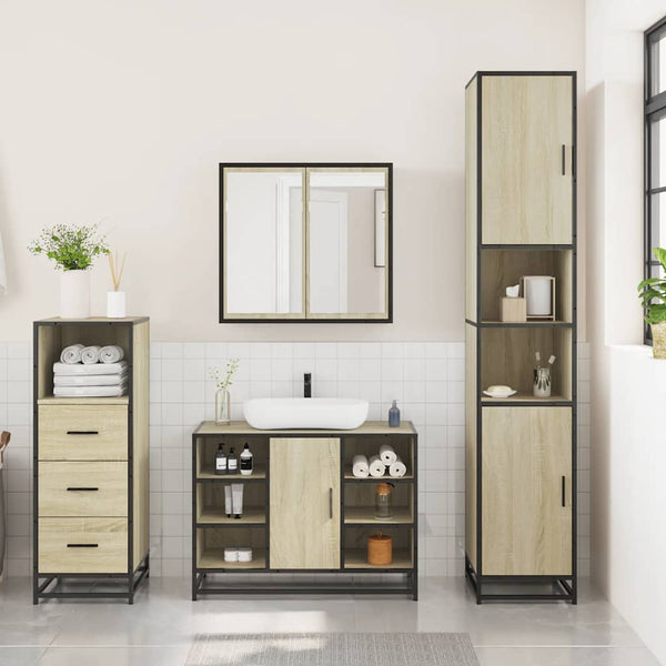 Badezimmermöbel-Set Adelka (3-teilig, Sonoma-Eiche, Holz)
