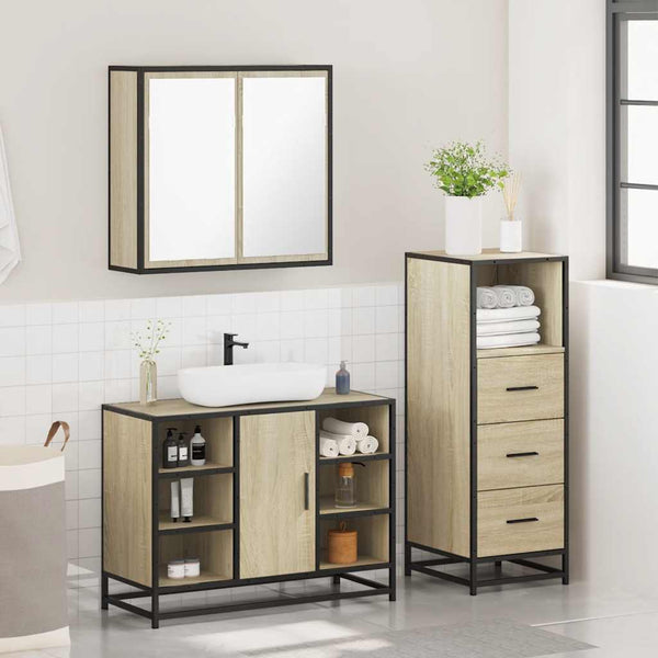 Badezimmermöbel-Set Adelka (3-teilig, Sonoma-Eiche, Holz)