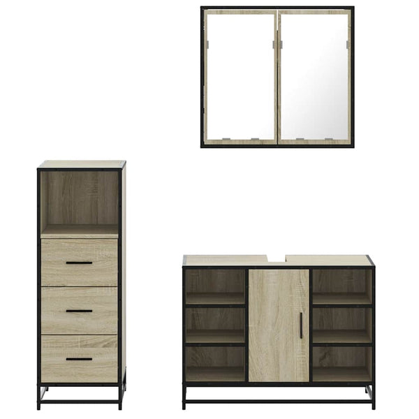 Badezimmermöbel-Set Adelka (3-teilig, Sonoma-Eiche, Holz)