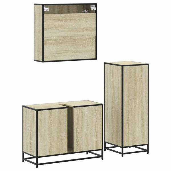 Badezimmermöbel-Set Adelka (3-teilig, Sonoma-Eiche, Holz)