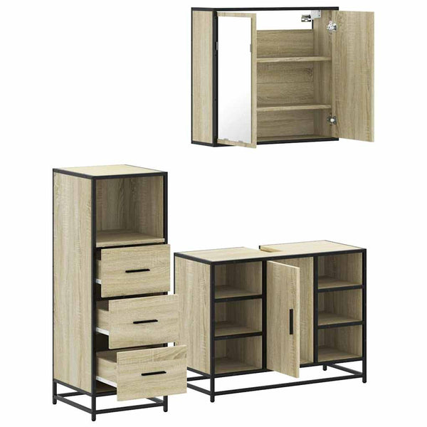 Badezimmermöbel-Set Adelka (3-teilig, Sonoma-Eiche, Holz)