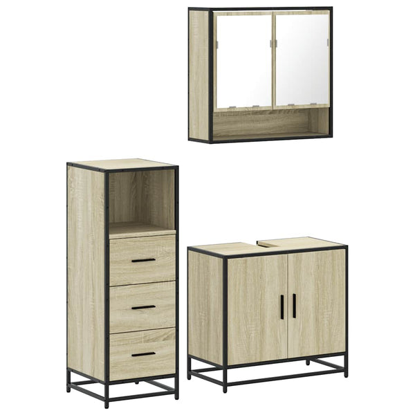 Badezimmermöbel-Set Dorathea (3-teilig, Sonoma-Eiche, Holz)