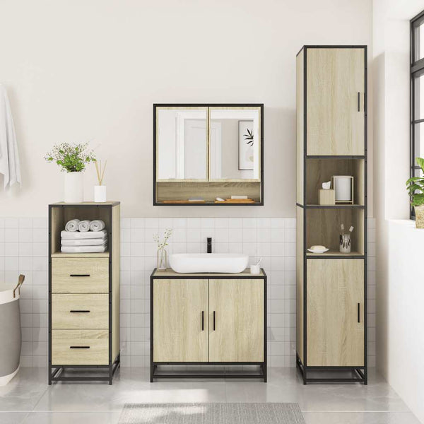 Badezimmermöbel-Set Dorathea (3-teilig, Sonoma-Eiche, Holz)