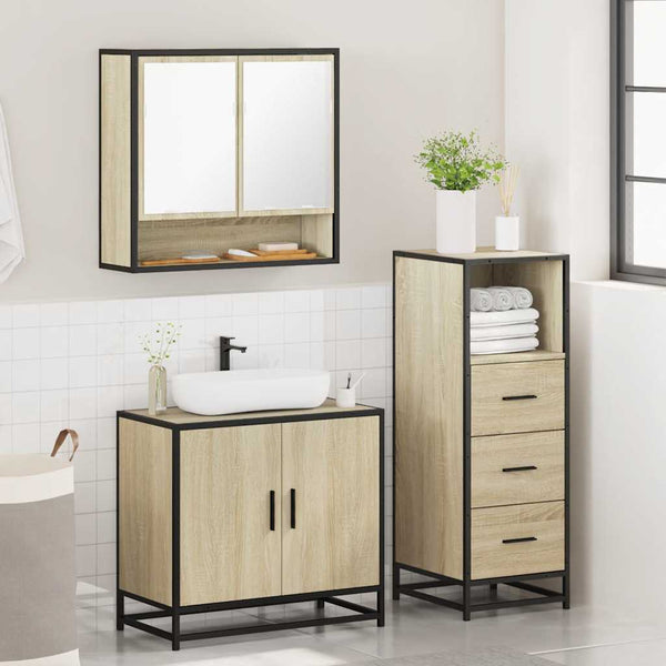 Badezimmermöbel-Set Dorathea (3-teilig, Sonoma-Eiche, Holz)