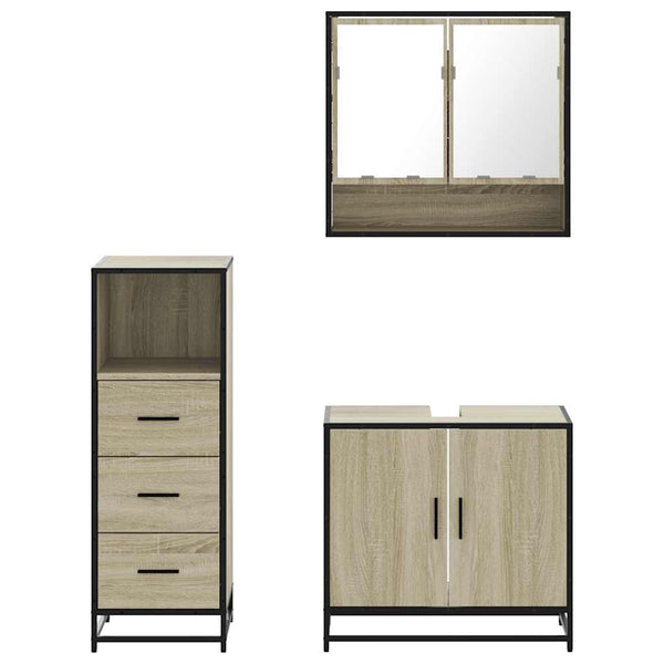 Badezimmermöbel-Set Dorathea (3-teilig, Sonoma-Eiche, Holz)