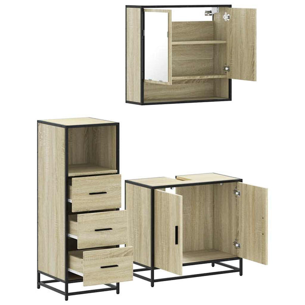 Badezimmermöbel-Set Dorathea (3-teilig, Sonoma-Eiche, Holz)