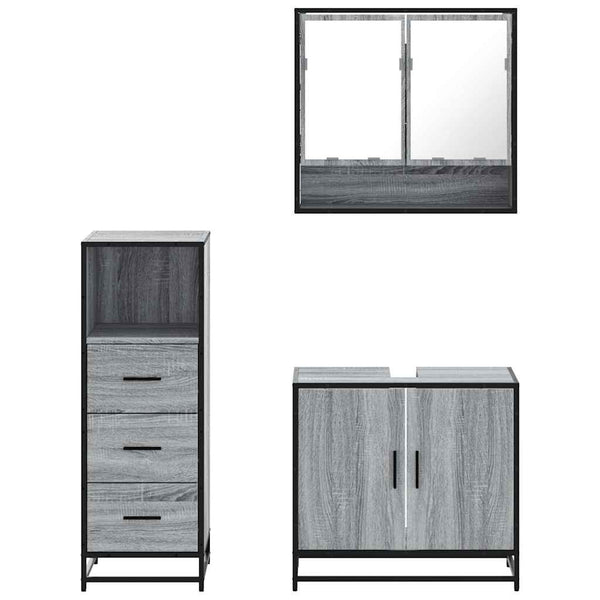 Badezimmermöbel-Set Dorathea (3-teilig, Sonoma Eiche) in Grau