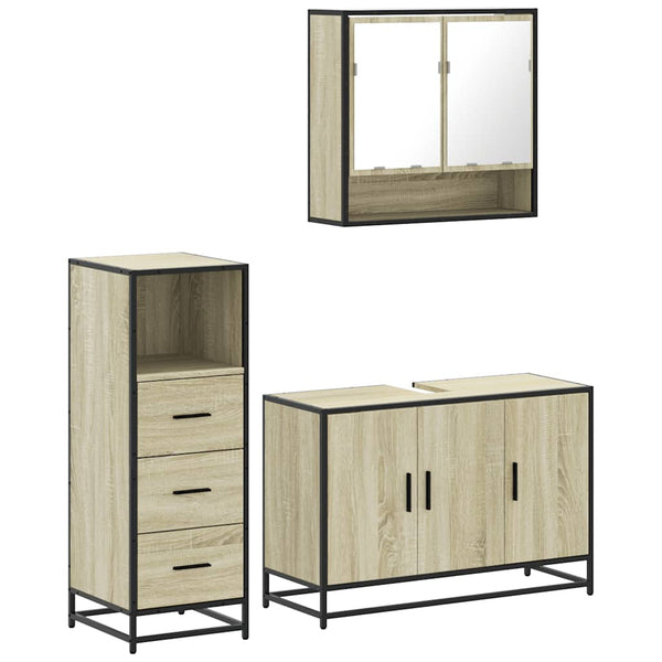 Badezimmermöbel-Set Doche (3-teilig, Sonoma-Eiche, Holz)