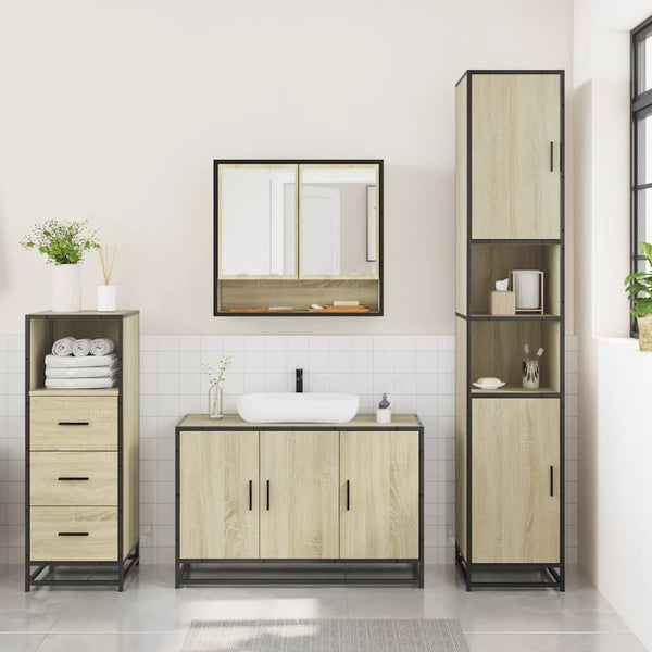 Badezimmermöbel-Set Doche (3-teilig, Sonoma-Eiche, Holz)