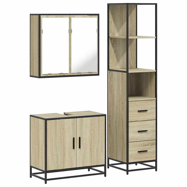 Badezimmermöbel-Set Trilby (3-teilig, Sonoma-Eiche, Holz)