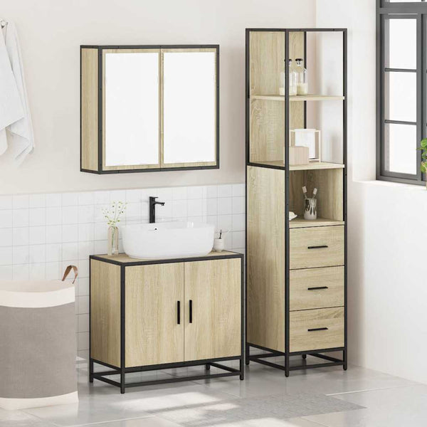 Badezimmermöbel-Set Trilby (3-teilig, Sonoma-Eiche, Holz)