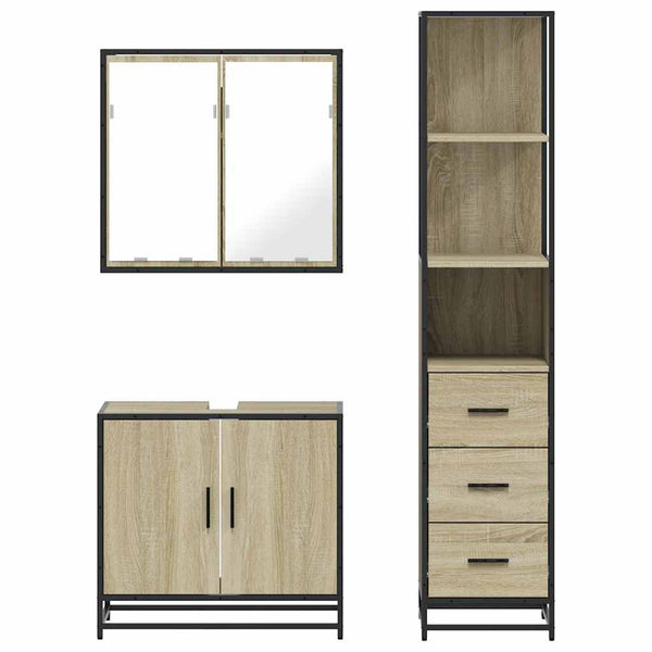 Badezimmermöbel-Set Trilby (3-teilig, Sonoma-Eiche, Holz)