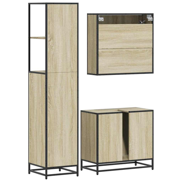 Badezimmermöbel-Set Trilby (3-teilig, Sonoma-Eiche, Holz)