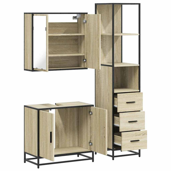 Badezimmermöbel-Set Trilby (3-teilig, Sonoma-Eiche, Holz)